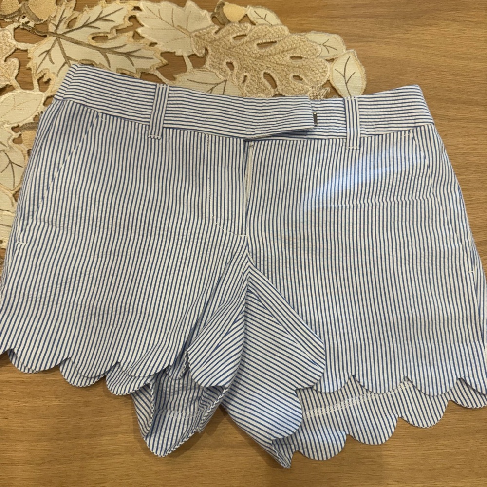 J. Crew Navy and White Scallop Hem Shorts